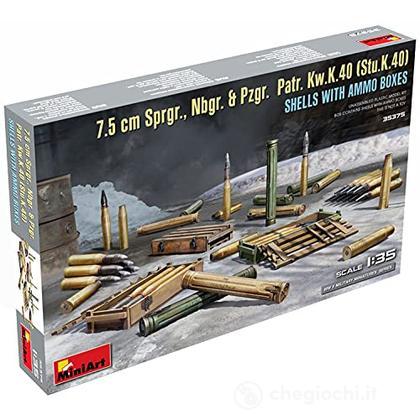 1/35 7.5 cm Sprgr. Nbgr. & Pzgr.  Patr. Kw.K.40 Shells with Ammo Boxes (MA35375)