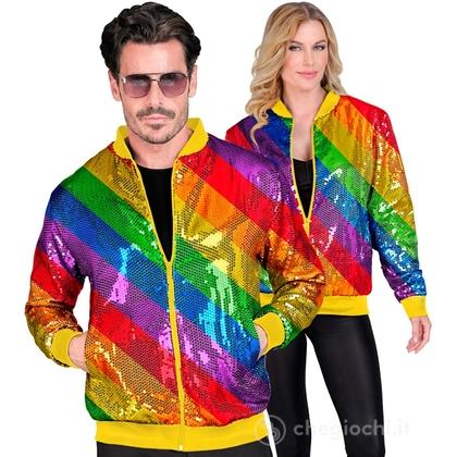 Bomber Party Fashion (bomber in paillettes arcobaleno) XXL  -  Adulto Unisex - Showtime,  Showgirls e Showmen, Disco, Festivals, Party Fashion, Feste 