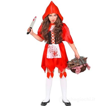 Mantellino Rosso Zombie (vestito, mantellina con cappuccio, autoreggenti con fiocco) 158 cm / 11-13 anni - Costume Bimba - Fantasia e Favole, Hallowee