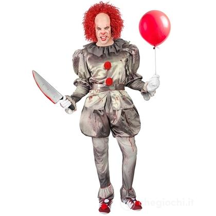 Pagliaccio Horror (camicia, pantaloni, pantaloncino, cintura, copriscarpe) M - Costume Adulto Uomo - Clown e Circo, Halloween, Personaggi Gotici e Hor