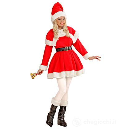 Miss Santa Natale Super Lusso (Vestito,Cintura, Mantellina, Copristivali E Cappello Con Finitura In Peluche) S