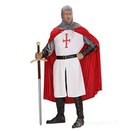 Crociato (casacca lunga, pantaloni, cintura, bracciali, elmo, copristivali, mantello) XXL  - Costume Adulto Uomo - Medioevo e Feste Medievali, Guerrie