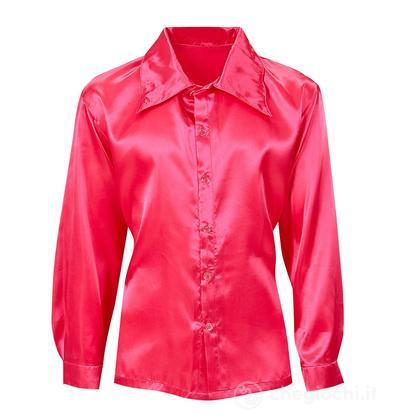 Camicia Disco Anni 70 Pink In Raso M