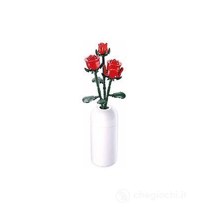 Flower Triplo Stelo Rosa Con Vaso