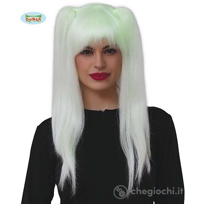 Parrucca Lunga Fluorescente Con Frangia E Codine (4512)