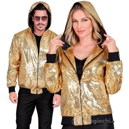 Bomber Con Cappuccio Party Fashion (bomber con cappuccio in paillettes oro) L/XL -  Adulto Unisex - Showtime,  Showgirls e Showmen, Disco, Festivals, 