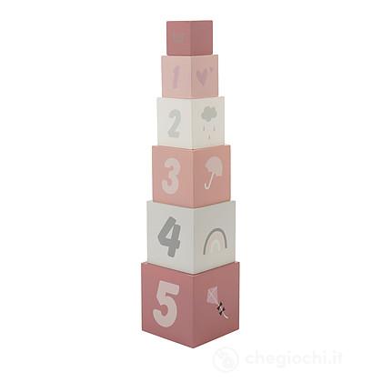Cubi in legno numerati rosa (LLWT-25309)