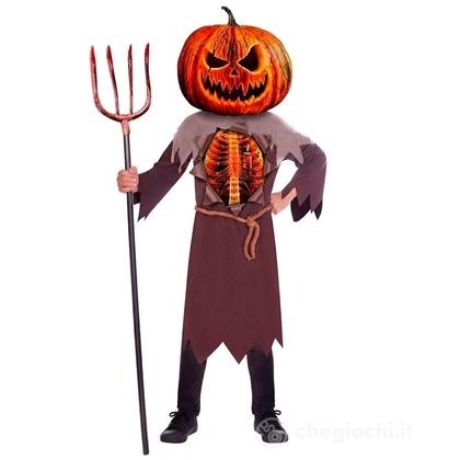 Zucca Spaventosa (tunica con gabbia toracica e cintura, maschera) 164 cm / 14-16 anni - Costume Bimbo - Halloween, Personaggi Gotici e Horror