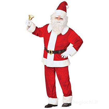 Babbo Natale Super Lusso In Velluto (Casacca, Pantaloni E Cappello Con Finitura In Peluche, Cintura Con Fibbia) XL