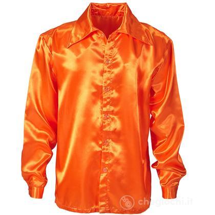 Camicia Disco Anni 70 Arancione In Raso M