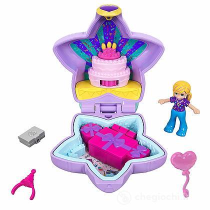 Polly Pocket Compleanno A Sorpresa - Playset Unicorno 3 Piani Con 25 Accessori E 2 Bamboline