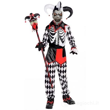 Giullare Sinistro (casacca, pantaloni, cintura, maschera, cappello) 164 cm / 14-16 anni - Costume Bimbo - Clown e Circo, Halloween, Personaggi Gotici 