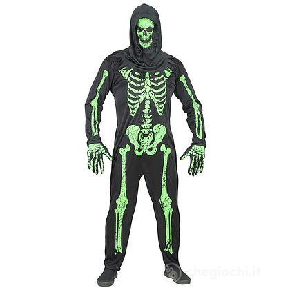 Costume Adulto Scheletro Fluorescente taglia S