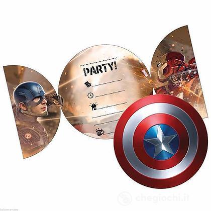 Captain America - Civil War - 6 Inviti festa compleanno con Busta