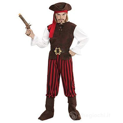 Pirata Dei Caraibi (Camicia Con Gilet, Pantaloni, Cintura, Copristivali, Fascia Per Testa, Cappello) (116 Cm / 4-5 Years)