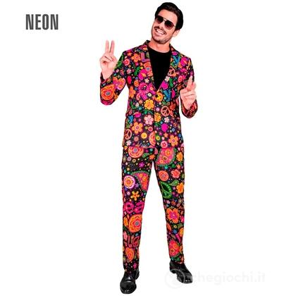 Completo Hippie Fluorescente Party Fashion (giacca, pantaloni) M - Costume Adulto Uomo - Festivals, Anni '60 - Hippie e Reggae, Party Fashion, Neon
