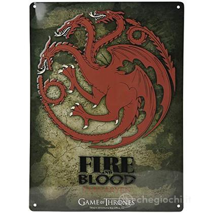 Game Of Thrones Placca Metallica Targaryen 28x38 Cm