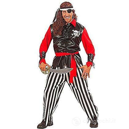 Pirata (Camicia Con Gilet E Teschio Luminoso, Bracciali, Pantaloni,Cintura, Fascia Per Testa, Benda Per Occhio) (3 Batterie Lr44 Incluse) S