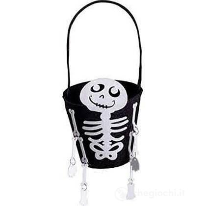Borsa cestino scheletro Halloween