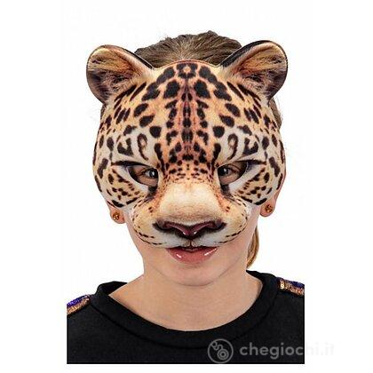 Maschera leopardo in tessuto su cartoncino