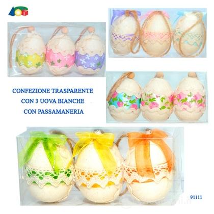 Confezione 3 Uova Decorate Passamaneria Ass.to (91111)