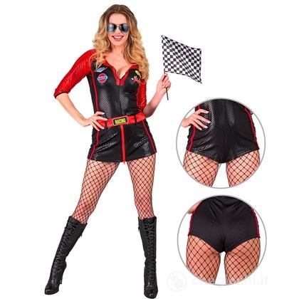 Pilota Di Auto Da Corsa (body, mini gonna, bandiera) S - Costume Adulto Donna - Sport e Tifosi, Sexy Fun