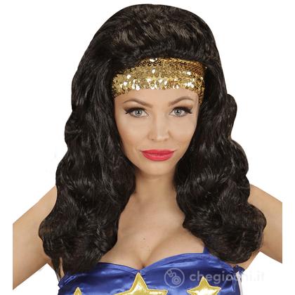 Parrucca Super Hero Girl Con Fascia in  Paillettes