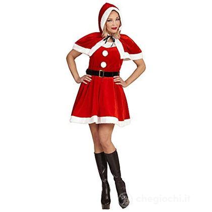 Miss Santa Natale In Velluto E Peluche - (Vestito, Cintura, Mantellina Concappuccio) S