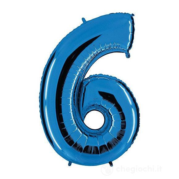 Palloncino Mylar 40 (100cm) Numero 6 Blue