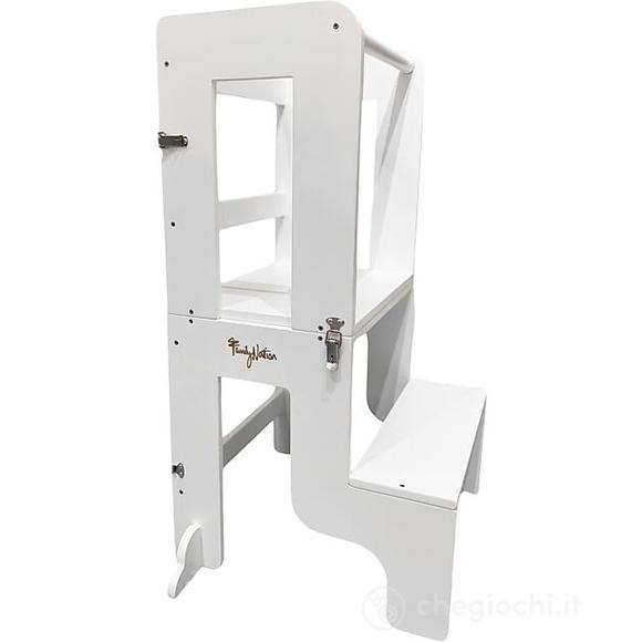Torre Montessori 2 in 1 - Bianco - Convertibile in Tavolo+Sedia