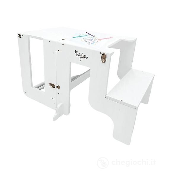 Torre Montessori 2 in 1 - Bianco - Convertibile in Tavolo+Sedia