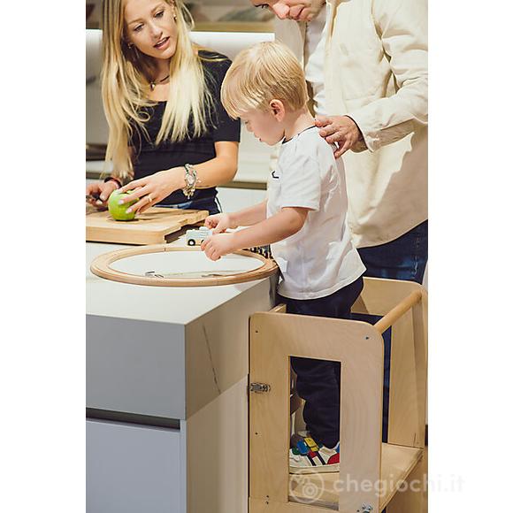 Torre Montessori 2 in 1 - Bianco - Convertibile in Tavolo+Sedia