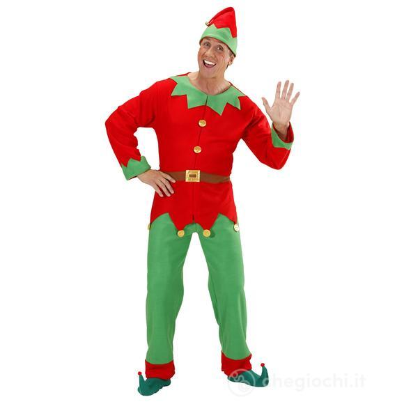 Elfo Aiutante Di Babbo Natale (Casacca Con Cintura, Pantaloni,Cappello) XL