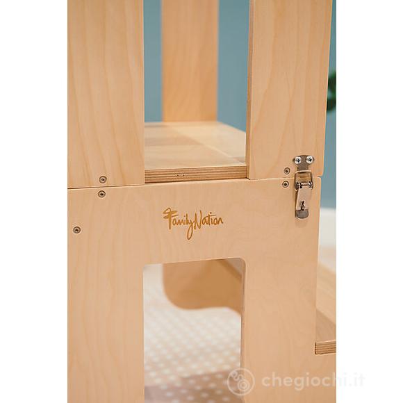 Torre Montessori 3 in 1 in legno con Lavagna - Tavolo e Sedia