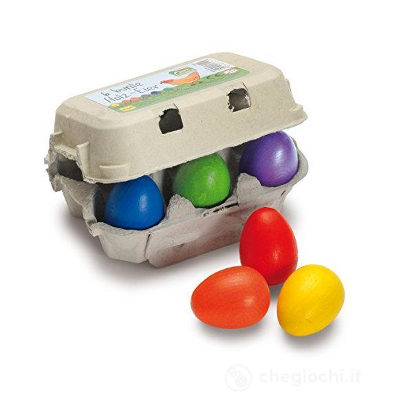 Uova, confezione in cartone da 6 uova colorate