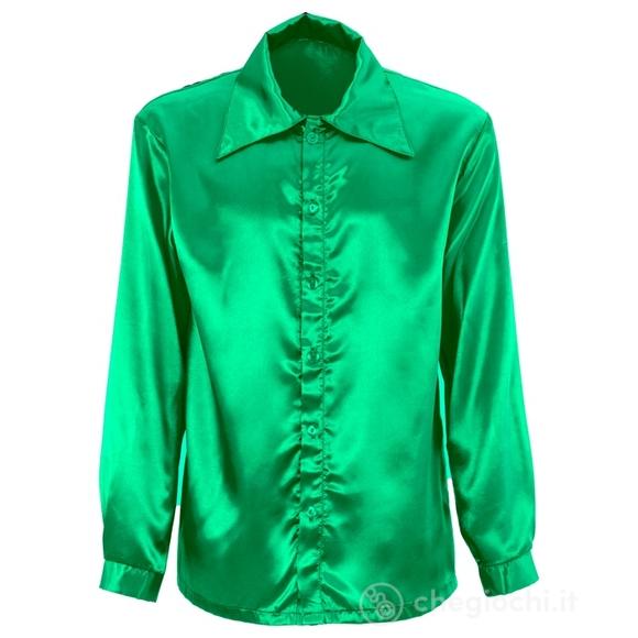 Camicia Disco Anni 70 Verde in raso XL -  Adulto Uomo - Anni '70 - Disco Fever