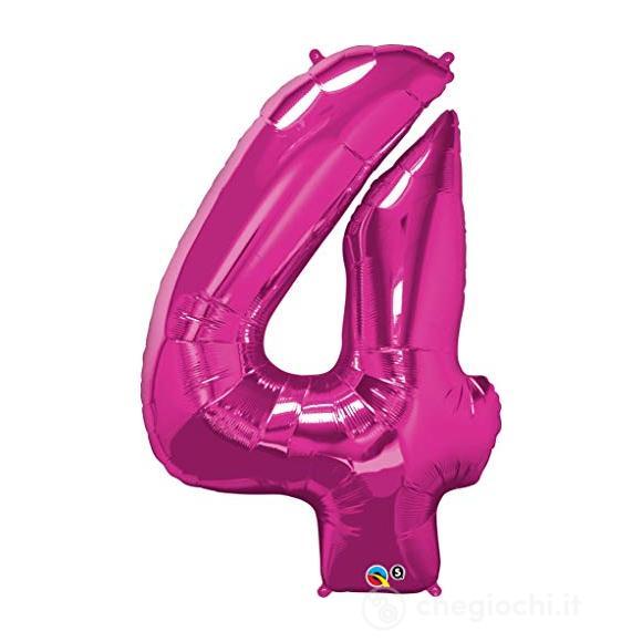 Palloncino Mylar 40 (100cm) Numero 4 Fuxia