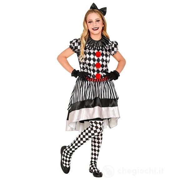 Pagliaccio Vintage (vestito con gorgiera, fascia per testa con fiocco, guanti) 164 cm / 14-16 anni - Costume Bimba - Carnival - Harlequin,  Pierrot & 