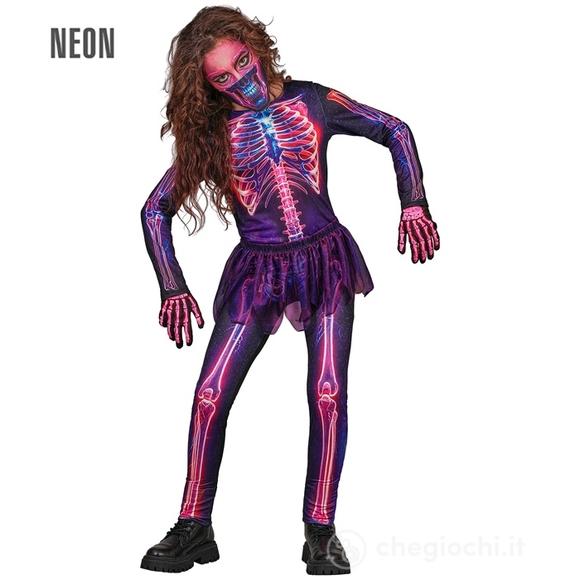 Scheletro Fluorescente (tuta, tutù, mascherina) 164 cm / 14-16 anni - Costume Bimba - Halloween, Personaggi Gotici e Horror, Neon