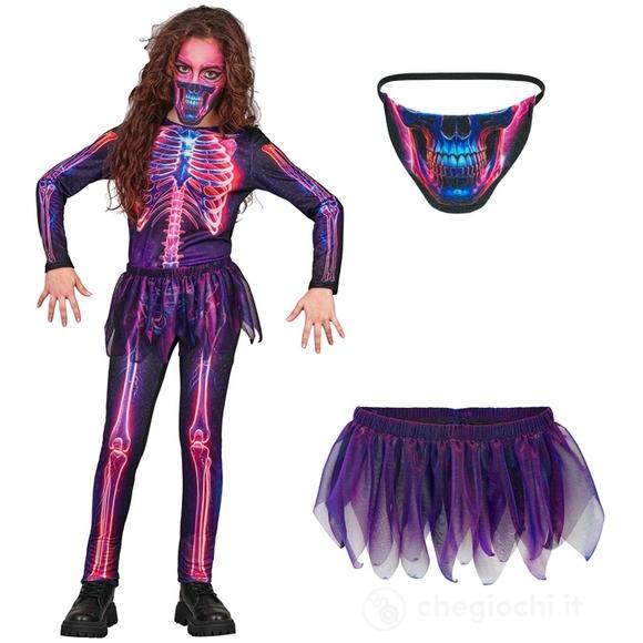 Scheletro Fluorescente (tuta, tutù, mascherina) 164 cm / 14-16 anni - Costume Bimba - Halloween, Personaggi Gotici e Horror, Neon