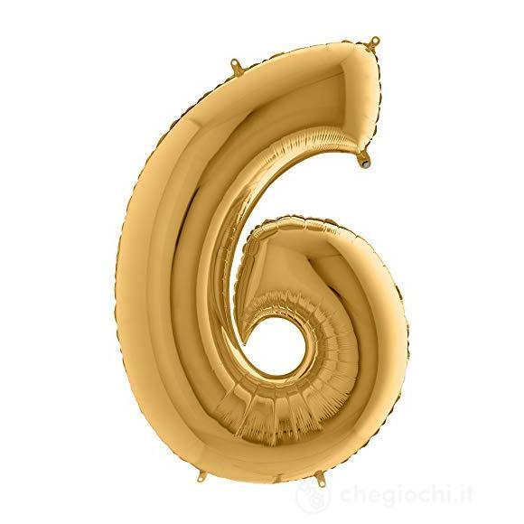 Palloncino Mylar 40 (100cm) Numero 6 Gold (Oro)