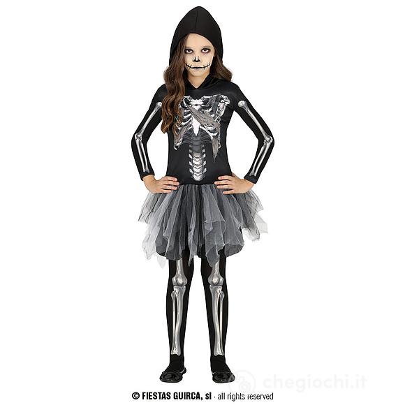 Costume Scheletro Bambina Con Cappuccio 5-6 Anni (78026)