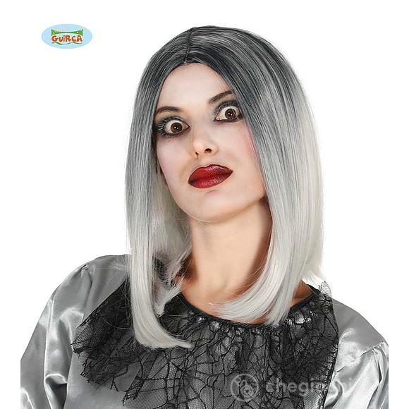 Parrucca Caschetto Lungo Nero-Bianco Hq Confezione (4029)