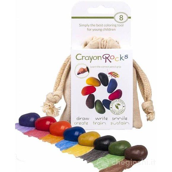 8 pastelli a cera a forma di sasso in un sacchetto di velluto (CRK-V08)