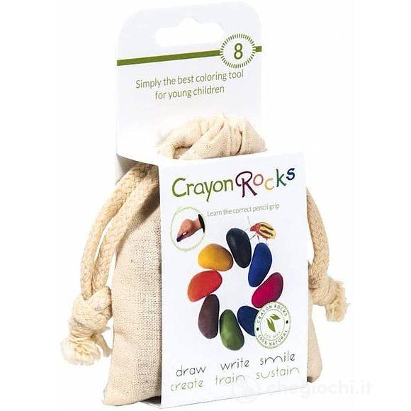 8 pastelli a cera a forma di sasso in un sacchetto di velluto (CRK-V08)