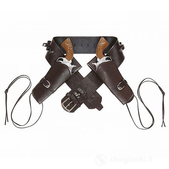 Cinturone con 2 fondine Western marrone