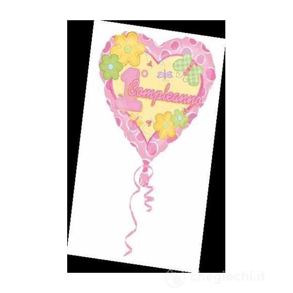 Palloncino Mylar  1o Compleanno Rosa