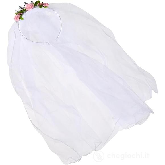 Velo Sposa Addio al Nubilato - Cerchietto con rose e diamanti (07063)