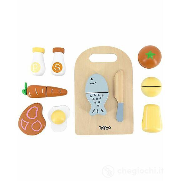 Tagliere In Legno Con Pietanze - Colori Ad Acqua Atossici
