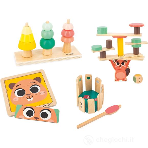 Box Giocattoli - Set giochi 4 in 1 - 36 Mesi Giocattoli Multisensoriali con Puzzle e attività Manuali per Bambini(J04066)